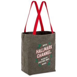 Hallmark Channel Christmas‎ Magic Gray Tote Bag ~ Believe in Christmas Magic NEW